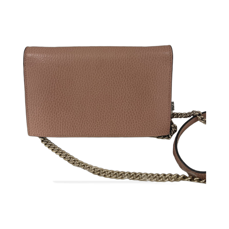 Gucci Interlocking Wallet On Chain Leather Pink Calfskin Bag