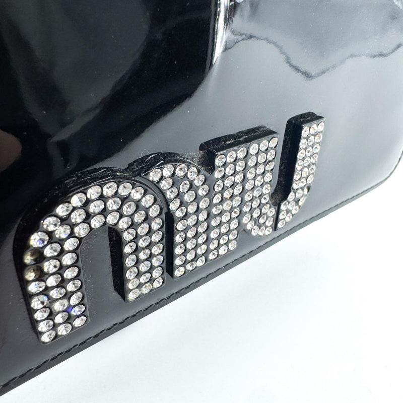 Miu Miu My Logo Chain Patent Black Patent_leather Bag