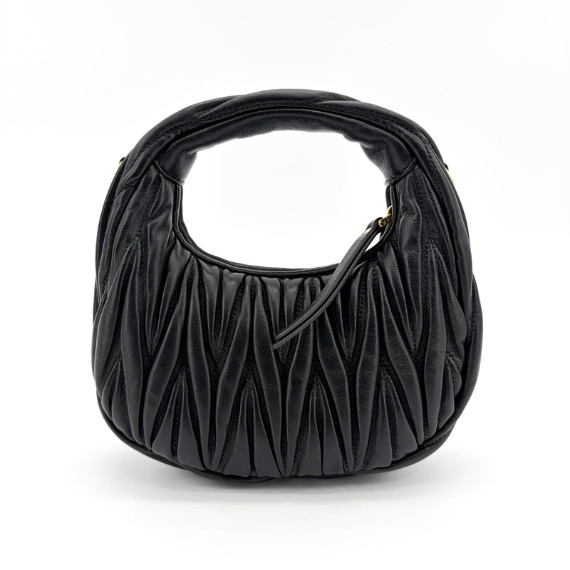 Miu Miu Wander Hobo Matelasse Leather Black