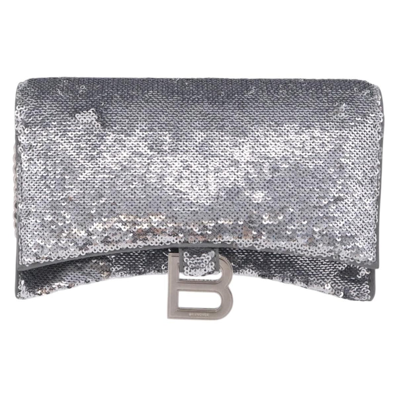 Balenciaga Hourglass Chain Leather With Sequins Silver Bag