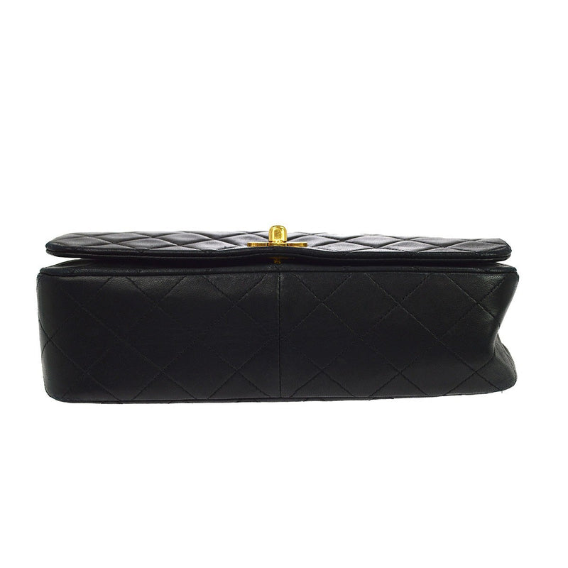 Chanel Vintage Full Flap Quilted Lambskin Black Leather Bag