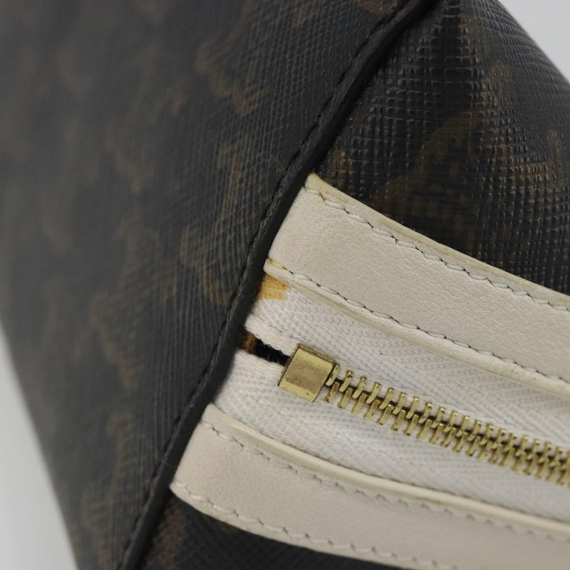Celine Zip Around Chain Clutch Triomphe Coated Canvas Brown