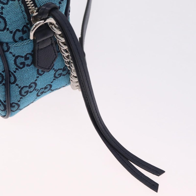 Gucci Gg Marmont Multicolor Diagonal Quilted Canvas Blue Bag