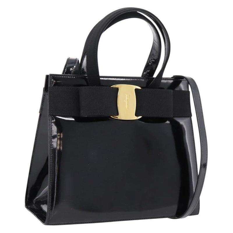 Salvatore Ferragamo Convertible Vara Bow Patent Leather Black Patent_leather Bag