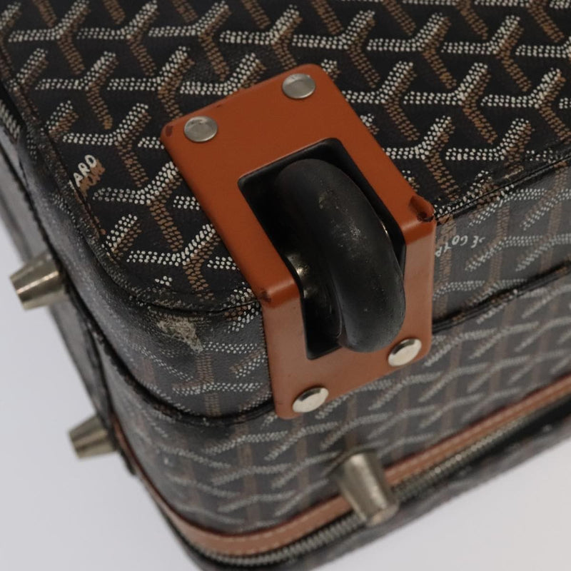Goyard Bourget Trolley Rolling Luggage Coated Canvas Brown Pvc Bag