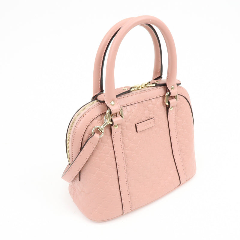 Gucci Gg Charm Convertible Dome Satchel Guccissima Leather Pink