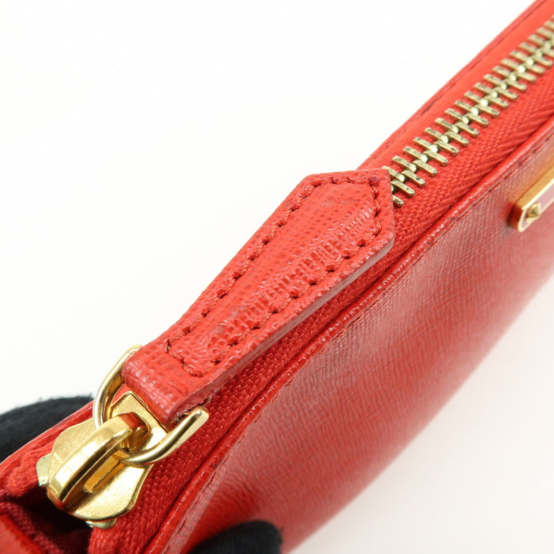 Fendi Chain Pochette Leather Red Bag