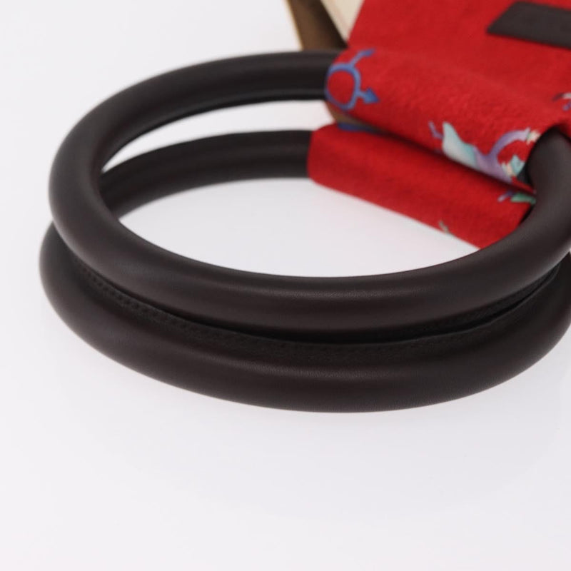 Bvlgari Handbag Canvas Red Silk Bag