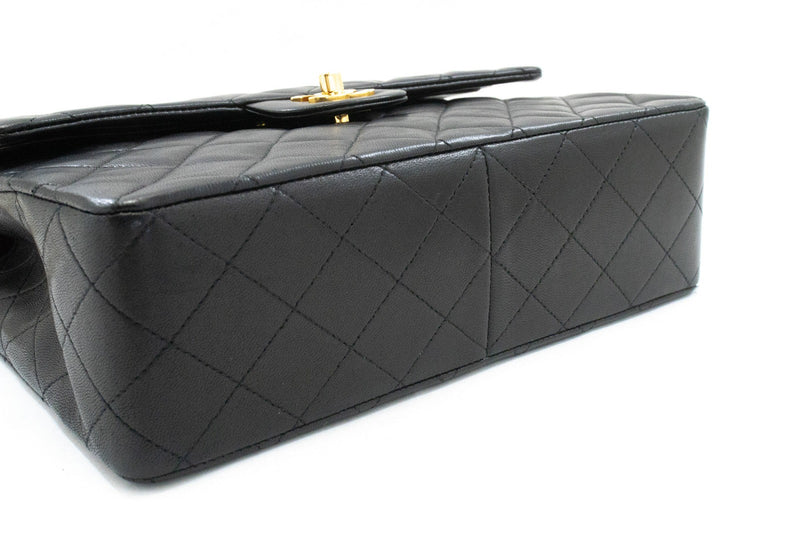 Chanel Vintage Square Classic Double Flap Quilted Leather Black Bag
