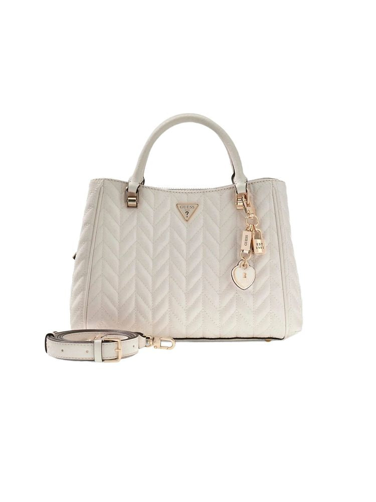 Guess Stacey Girlfriend Top Handle Bag — White Polyurethane