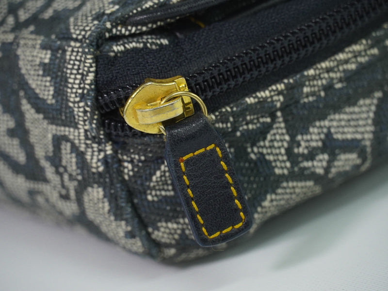 Christian Dior Saddle Zip Diorissimo Canvas Navy Bag