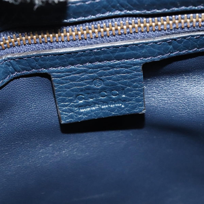 Gucci Hip Bamboo Flap Leather Blue Bag