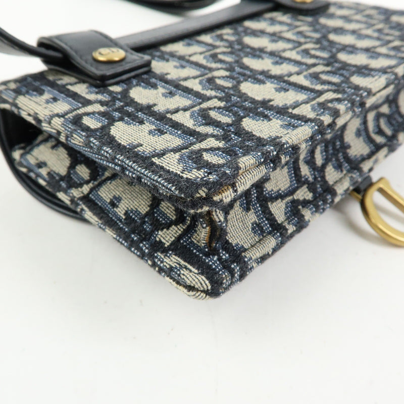Christian Dior Saddle Belt Oblique Canvas Navy Bag