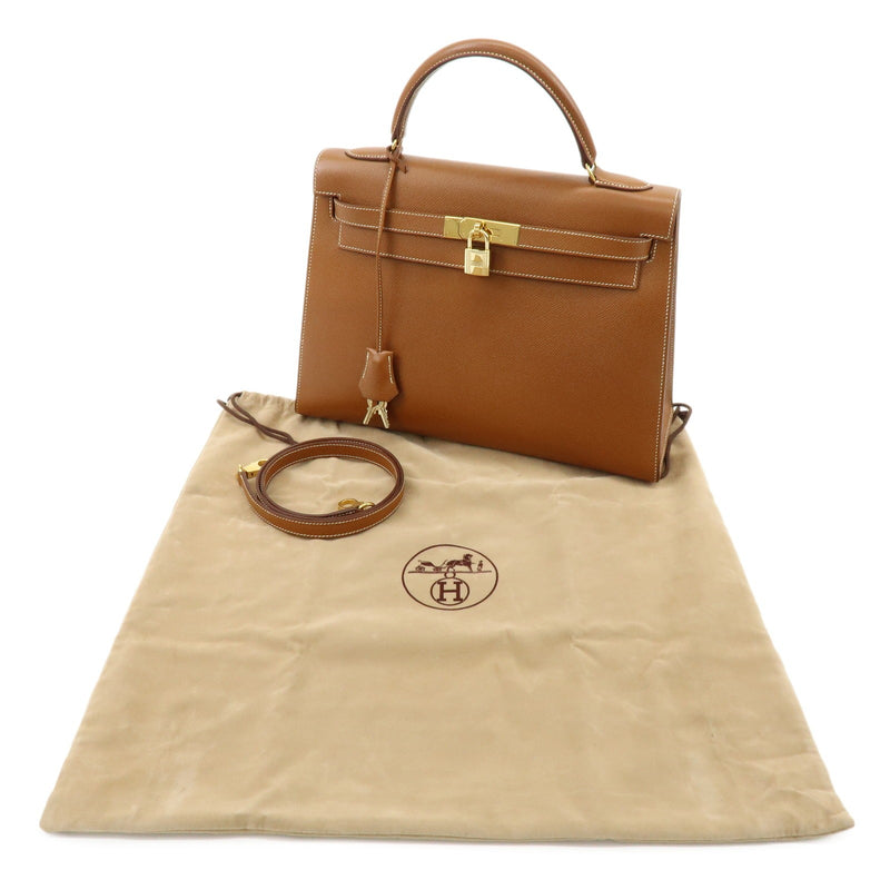 Hermes Kelly Brown Courchevel With Gold Hardware Camel Leather Bag