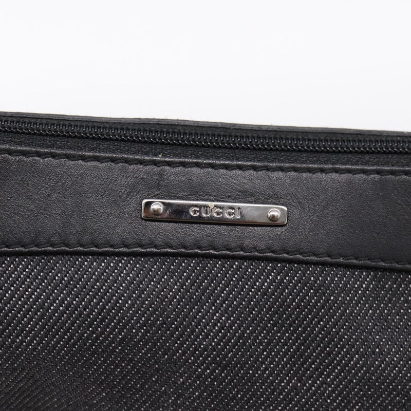 Gucci Web Sherry Line Accessory Pouch Denim & Leather Black Canvas