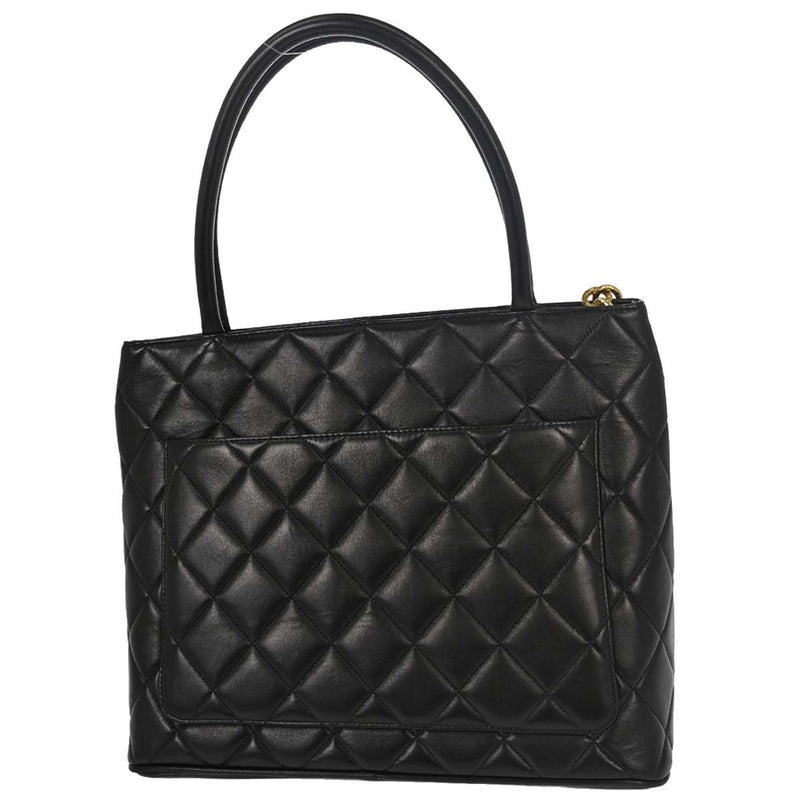 Chanel Medallion Quilted Lambskin Black Leather Bag