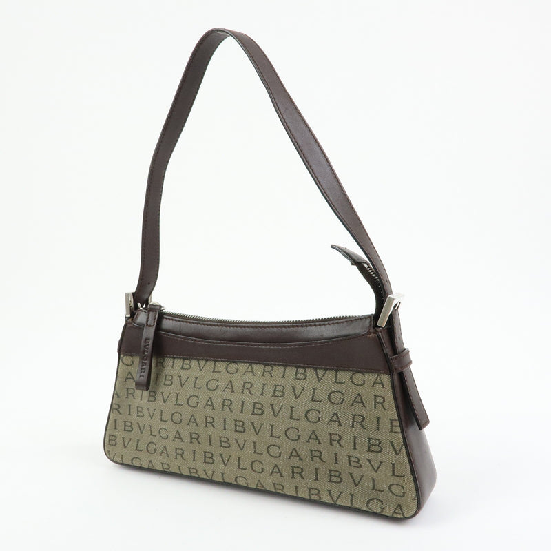 Bvlgari Logomania Canvas With Leather Khaki Bag