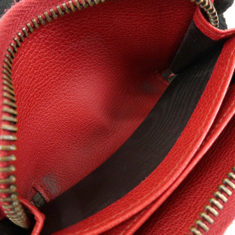 Gucci Logo Zip Card Case Printed Leather Red Accessory