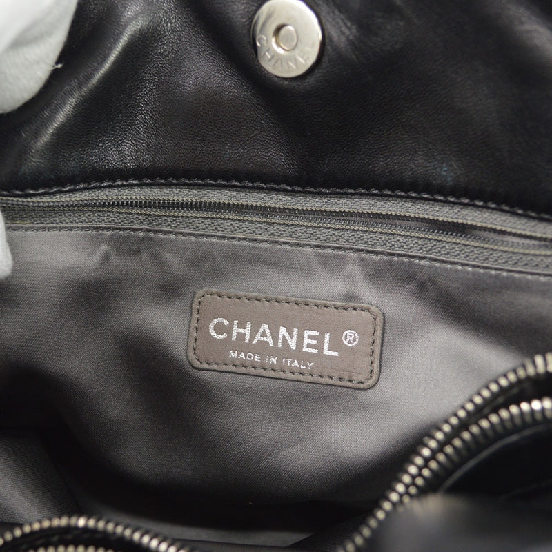 Chanel Hidden Chain Wrinkled Lambskin Black Leather Bag