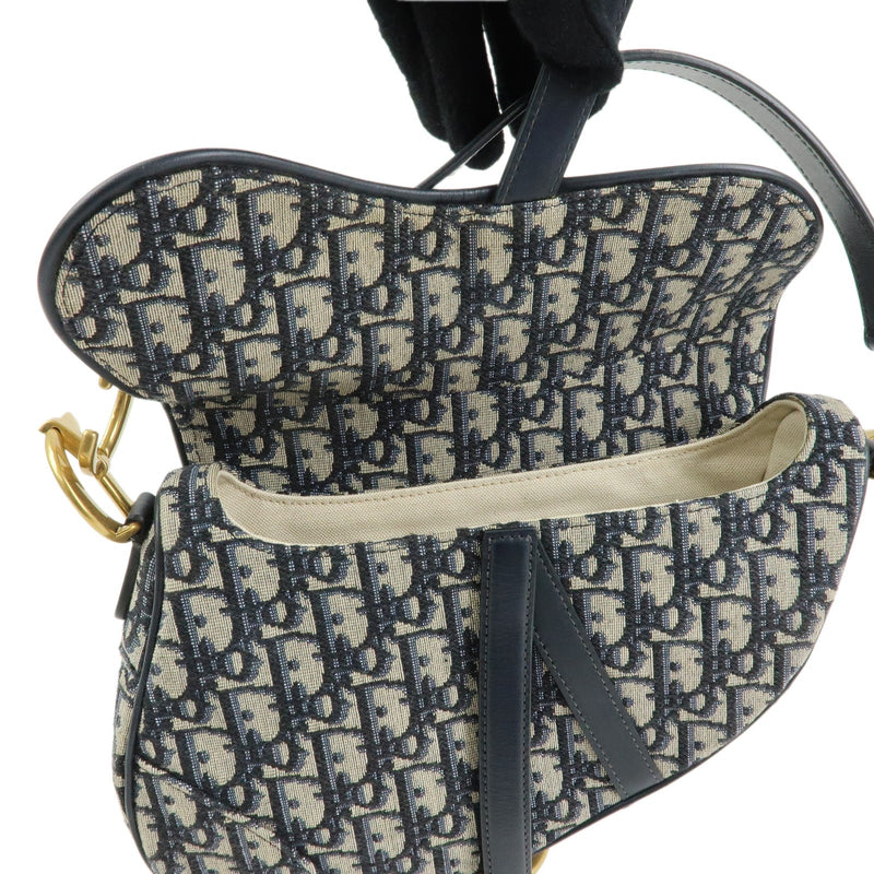 Christian Dior Saddle Oblique Canvas Navy Bag