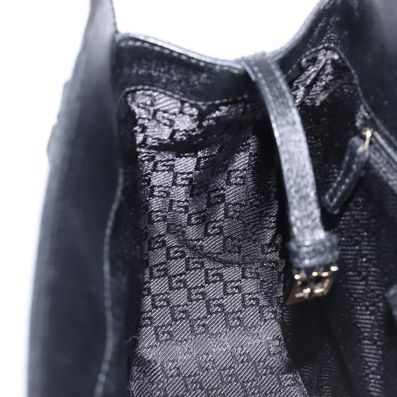Gucci Vintage G Logo Canvas Black Leather Bag