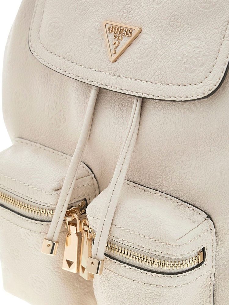 Guess Flap Backpack — Beige Polyurethane