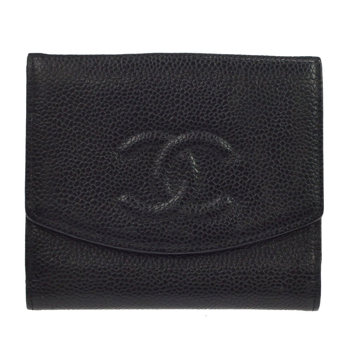Chanel Vintage Timeless Bifold Caviar Black Leather Accessory