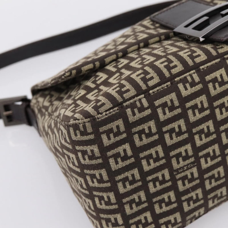 Fendi Mamma Baguette Zucchino Canvas Brown Bag