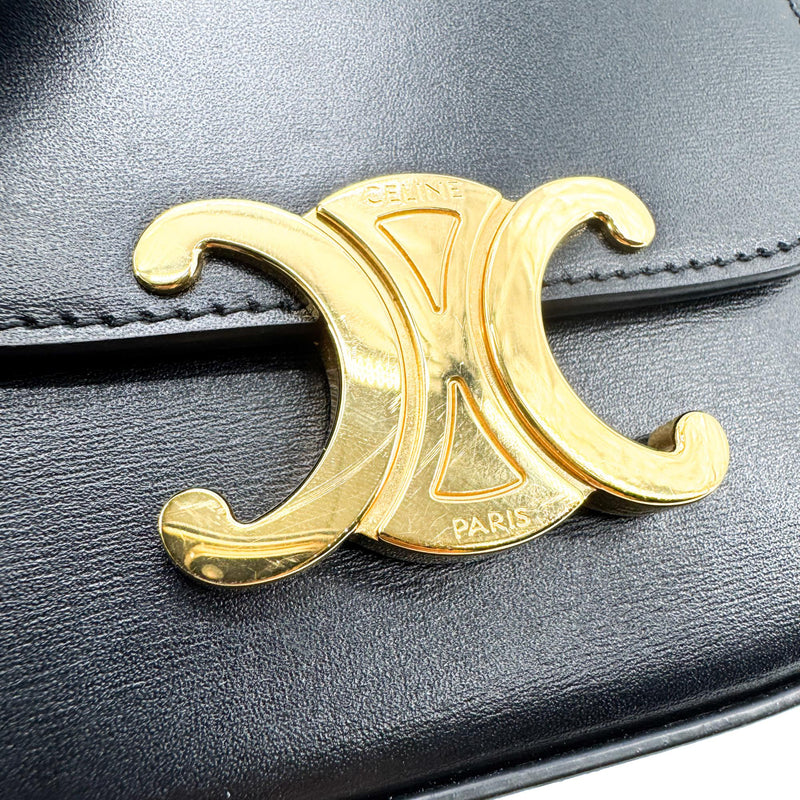 Celine Triomphe Coated Canvas Black Leather Bag