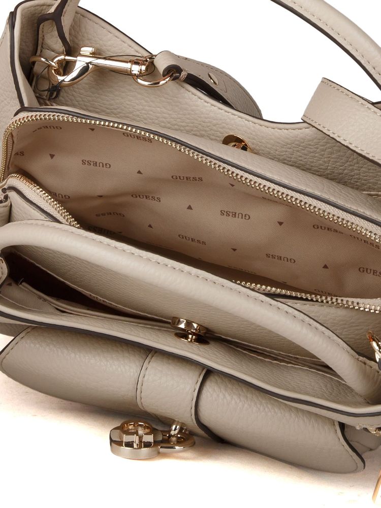 Guess Jessa Girlfriend Top Handle Bag — Taupe Polyurethane