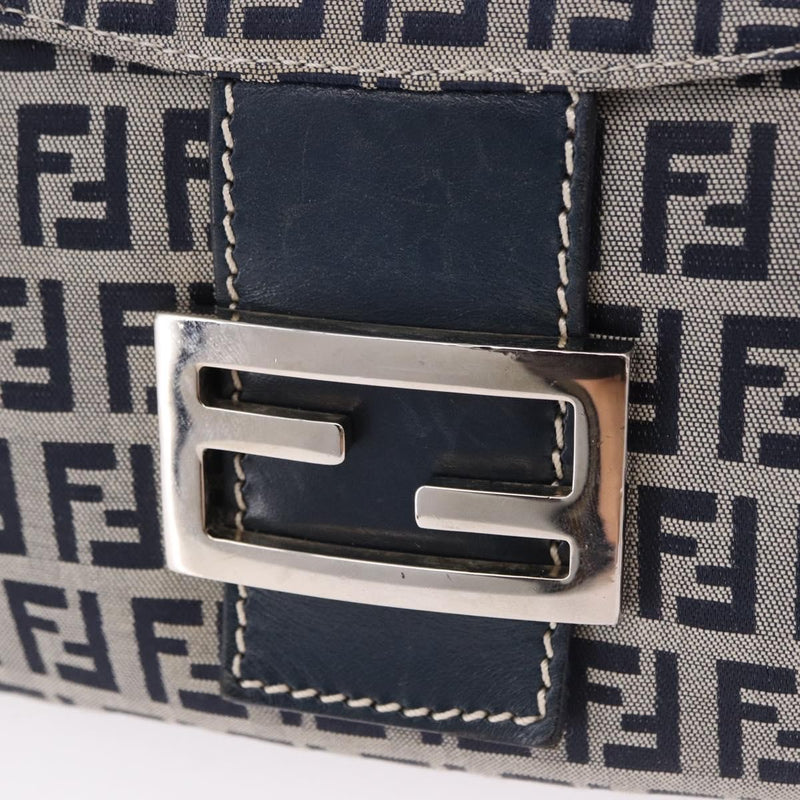 Fendi Baguette Zucchino Canvas Navy Bag