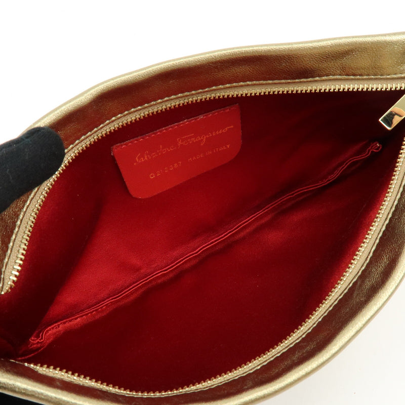 Salvatore Ferragamo Gancini Leather Gold Bag