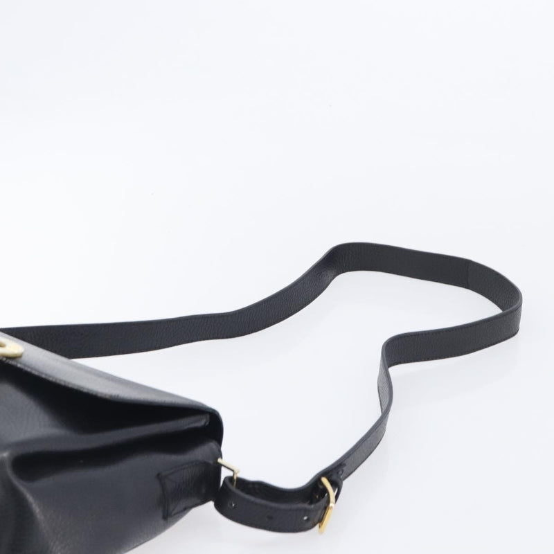 Celine Vintage Circle Logo Leather Black Bag