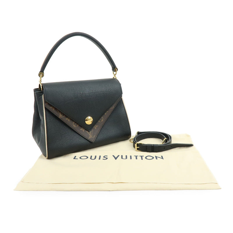 Louis Vuitton Double V Calfskin With Monogram Canvas Black Leather Bag