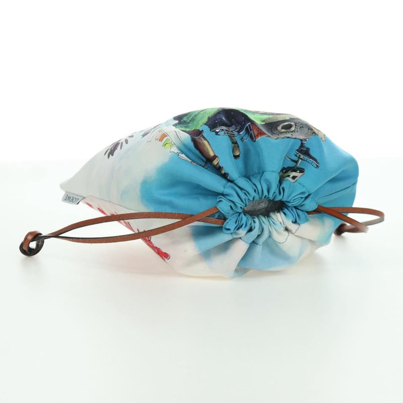Loewe Paula Drawstring Printed Canvas Blue Bag