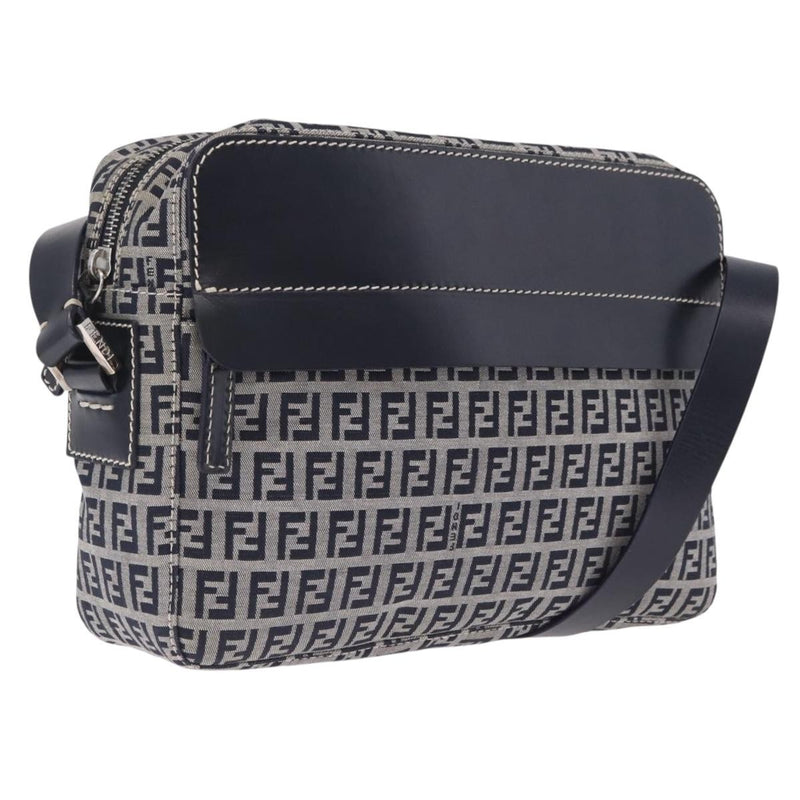 Fendi Shoulder Zucchino Canvas Navy Bag