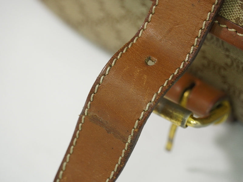 Celine Vintage Macadam Canvas And Leather Beige Bag