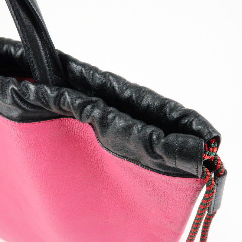 Gucci Logo Drawstring Printed Leather Pink Bag