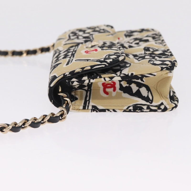 Chanel Flap Card Holder On Chain Quilted Printed Canvas Multicolour Bag