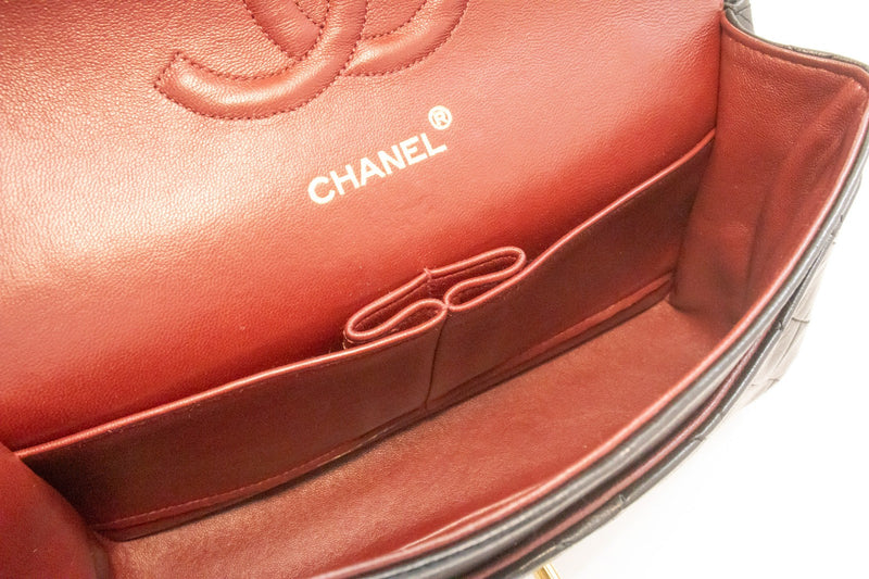 Chanel Classic Timeless Double Flap Quilted Lambskin Black Leather Bag
