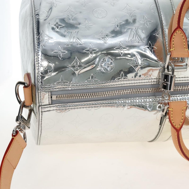 Louis Vuitton Keepall Bandouliere Monogram Mirror Coated Canvas Silver Leather Bag
