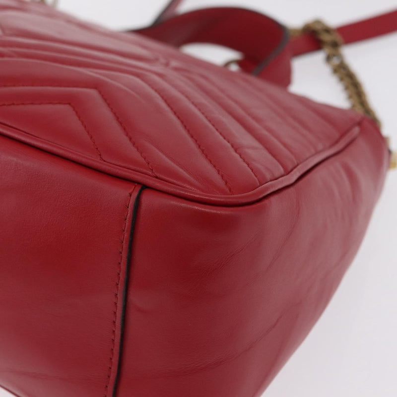 Gucci Gg Marmont Top Handle Matelasse Leather Red Bag