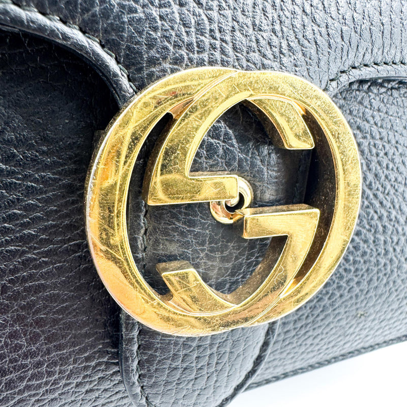 Gucci Interlocking Leather Black Bag