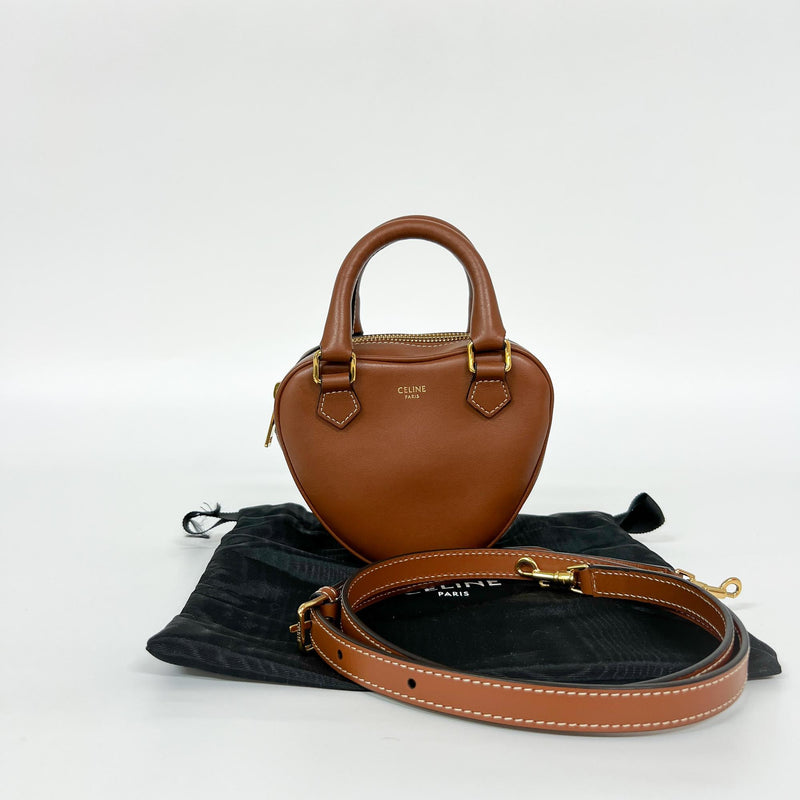 Celine Heart Leather Brown Calfskin Bag