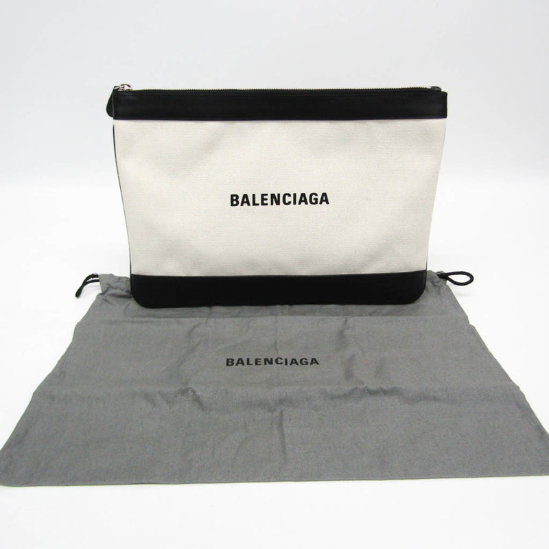 Balenciaga Navy Zip Canvas And Leather Ecru Bag
