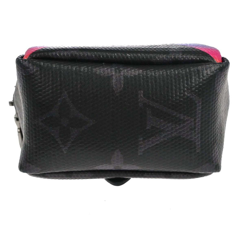 Louis Vuitton Box Pouch Bag Charm And Belt Rainbow Monogram Eclipse Canvas Black Leather