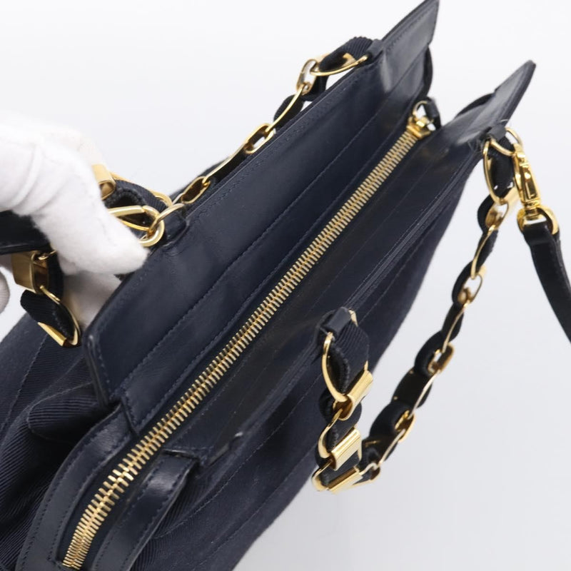 Salvatore Ferragamo Vala Canvas Navy Bag
