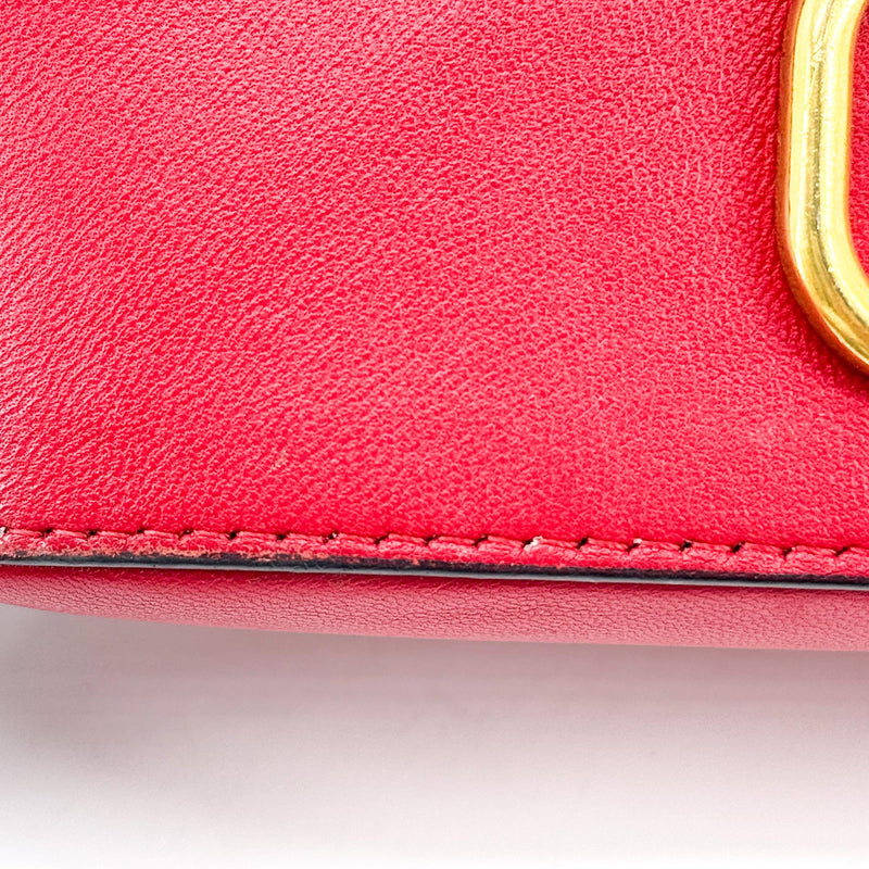 Valentino Garavani Vlogo Drawstring Bucket Leather Gold Bag