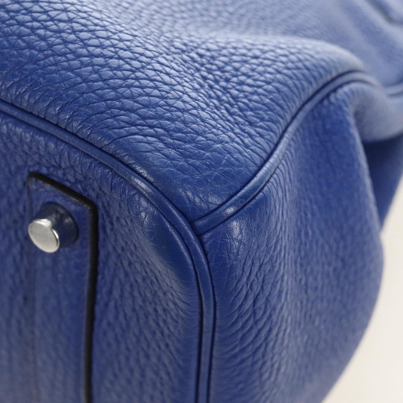 Hermes Birkin Blue Clemence With Palladium Hardware Leather Bag