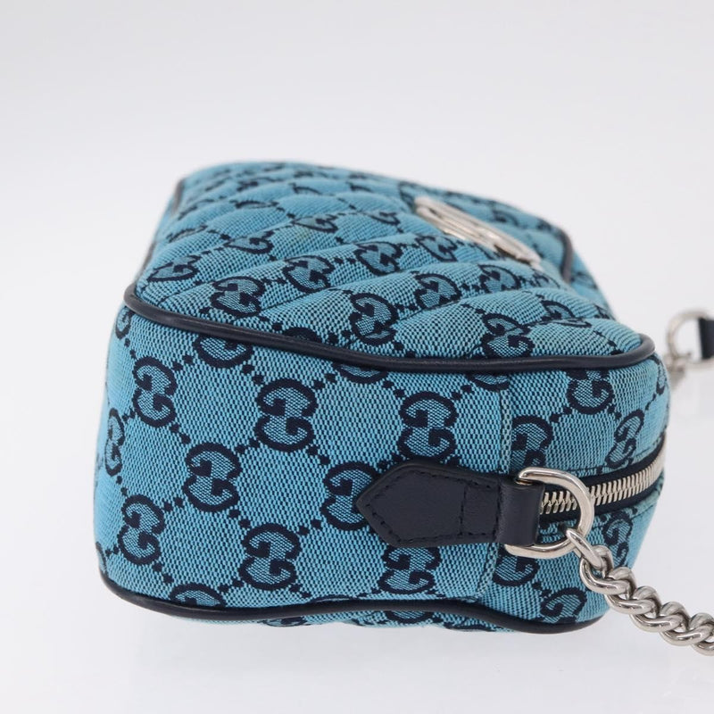 Gucci Gg Marmont Multicolor Diagonal Quilted Canvas Blue Bag